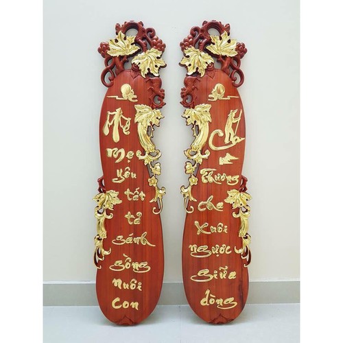 Tranh Bầu Cha Mẹ Gỗ Hương Dát Vàng